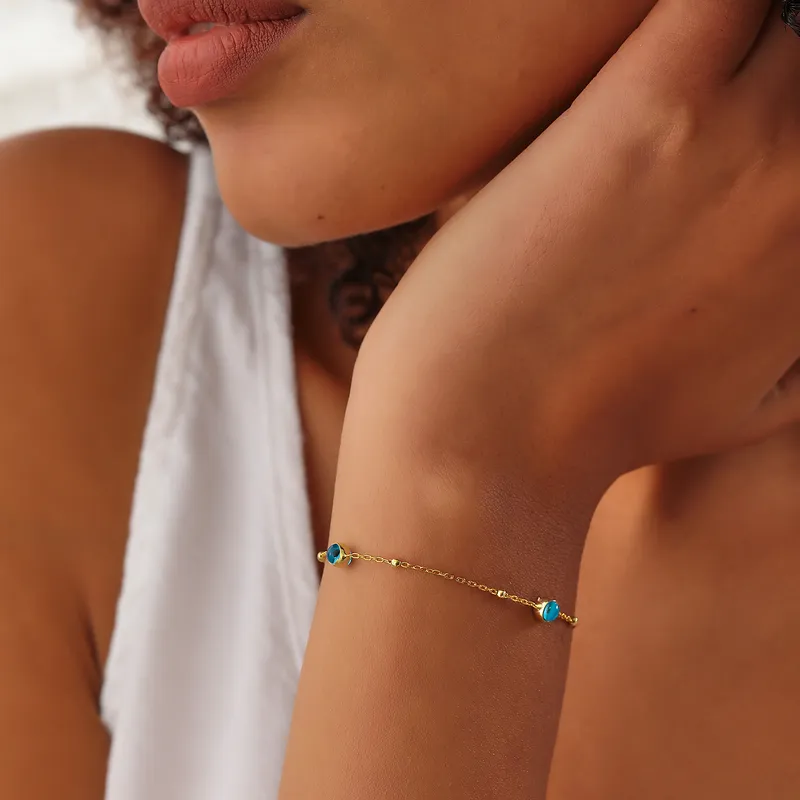 Italian Chain Evil Eye Bracelet in Sterling Silver