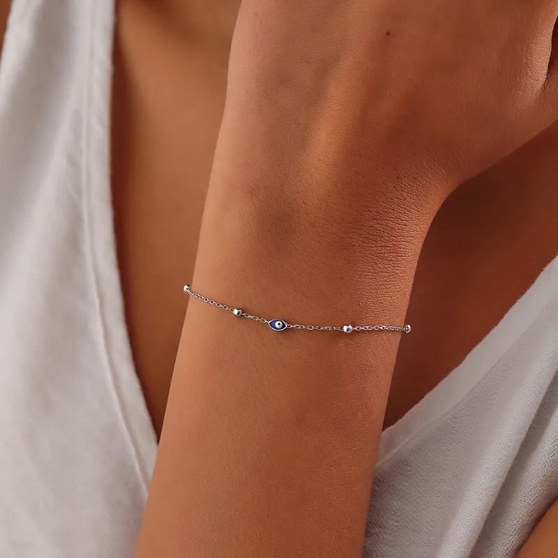 Italian Silver Evil Eye Bracelet for Women