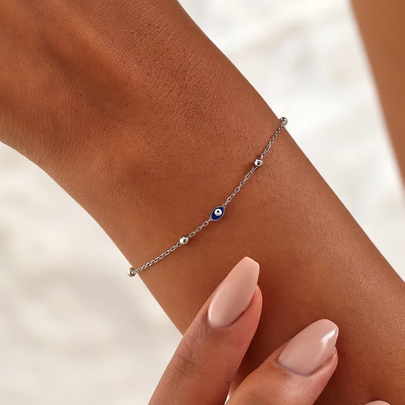 Italian Silver Evil Eye Bracelet for Women