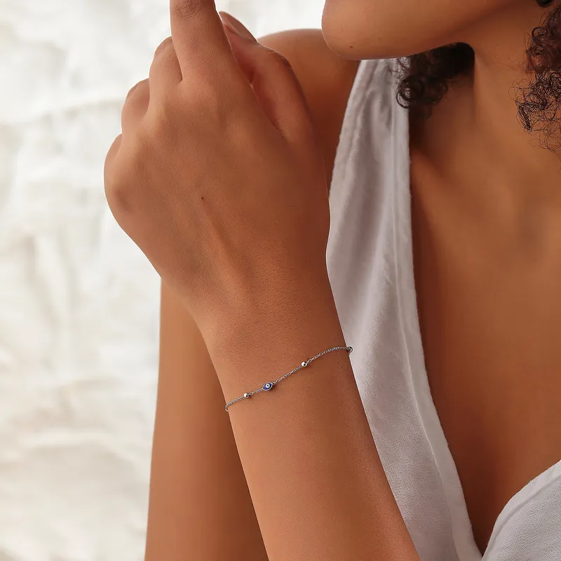 Italian Silver Evil Eye Bracelet for Women