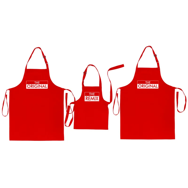 Joyful Mom, Dad, and Kid Family Kitchen Apron Set