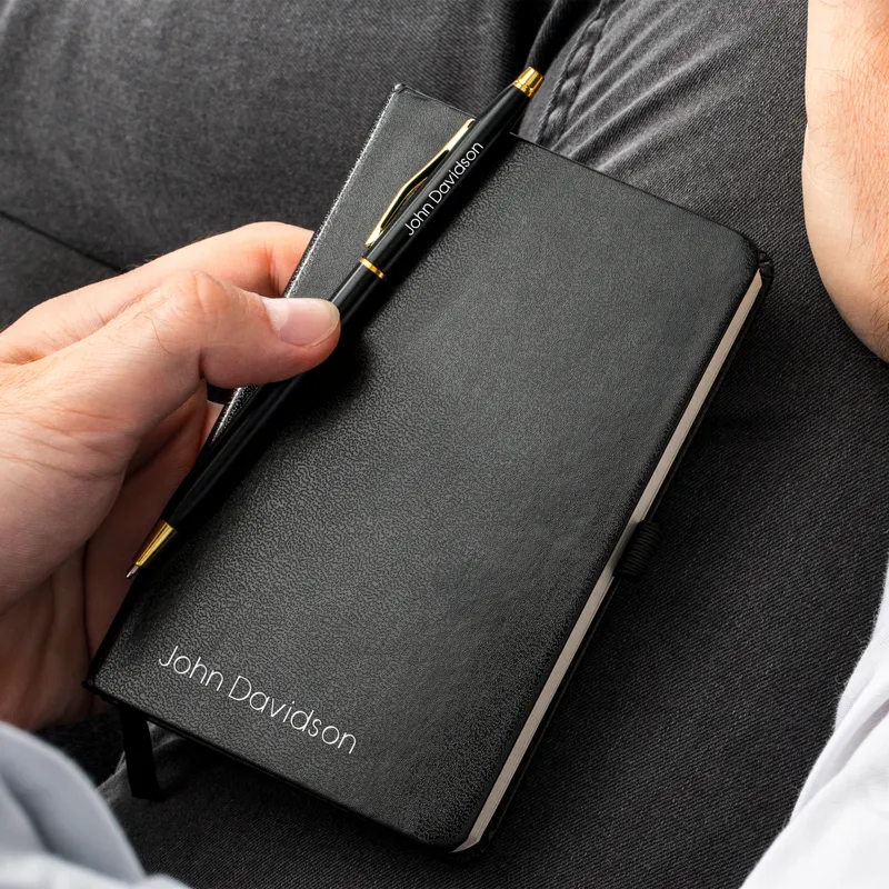 Leather Case Notebook and Pen Set