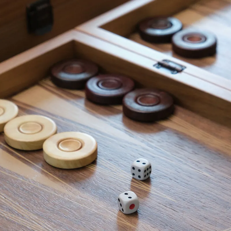 Leather-Covered Personalized Backgammon Set for Gamer Couples