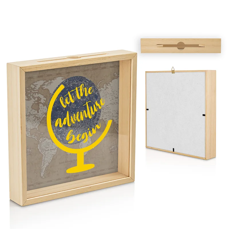Let The Adventure Begin Design Wooden Money Box