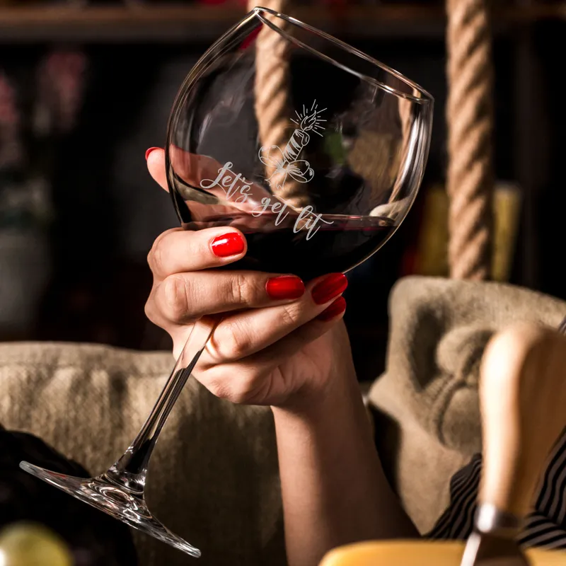 Let's Get Lit Festive Wine Glass Set for New Year's Cheers