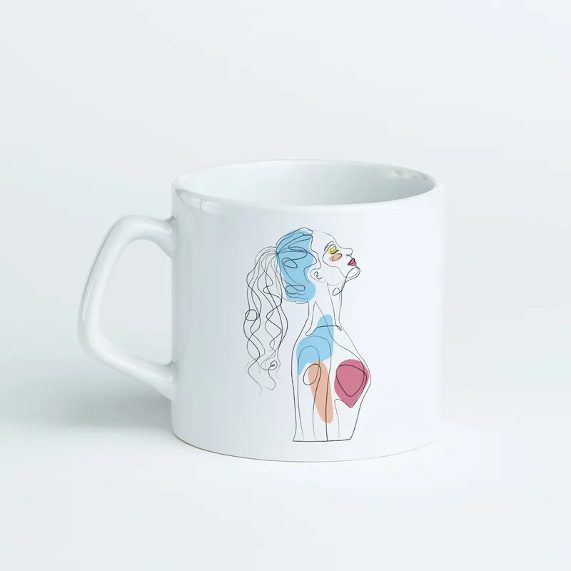Line Art Poster Girl Porcelain Coffee Mug