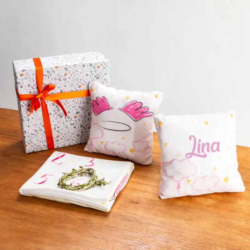 Personalised Baby Milestone Blanket with Angel Wings Design