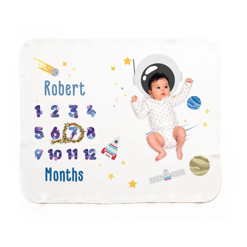 Little Astronaut Design Baby Milestone Blanket