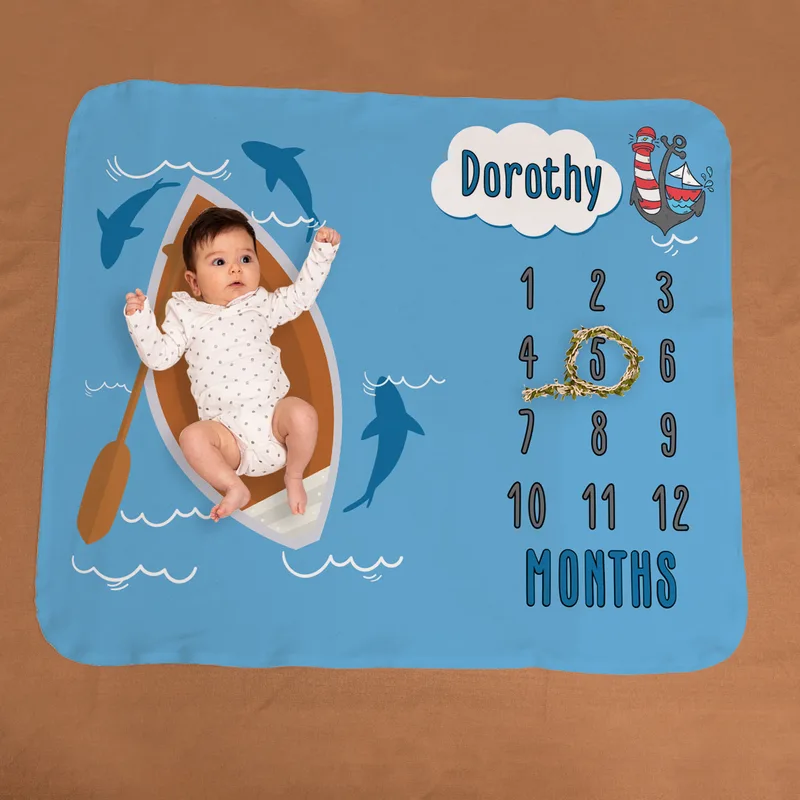 Little Sailor Baby Milestone Blanket