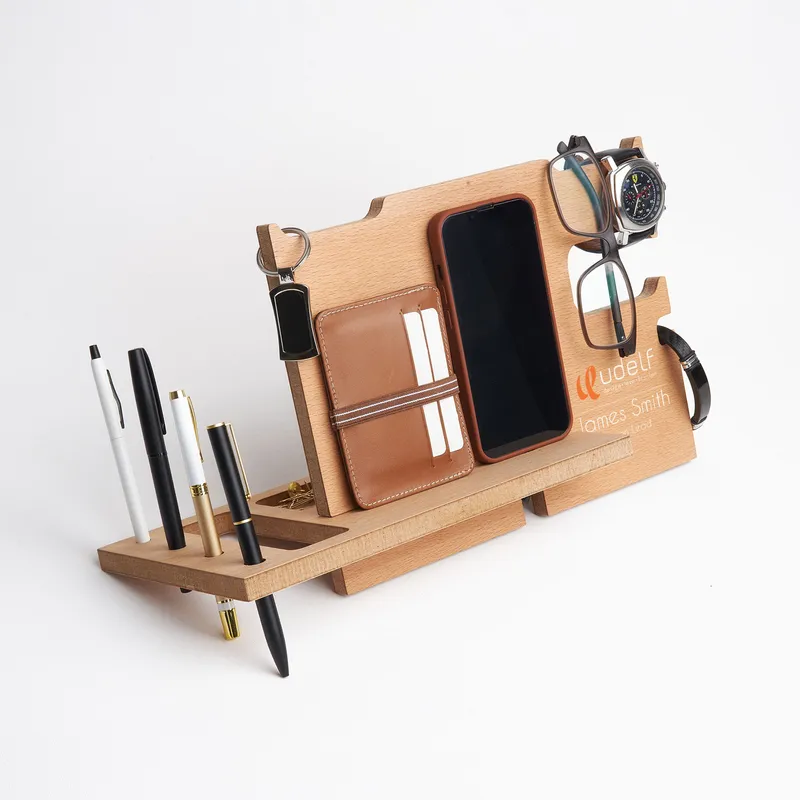 Logo and Name Printed Wooden Desk Organizer