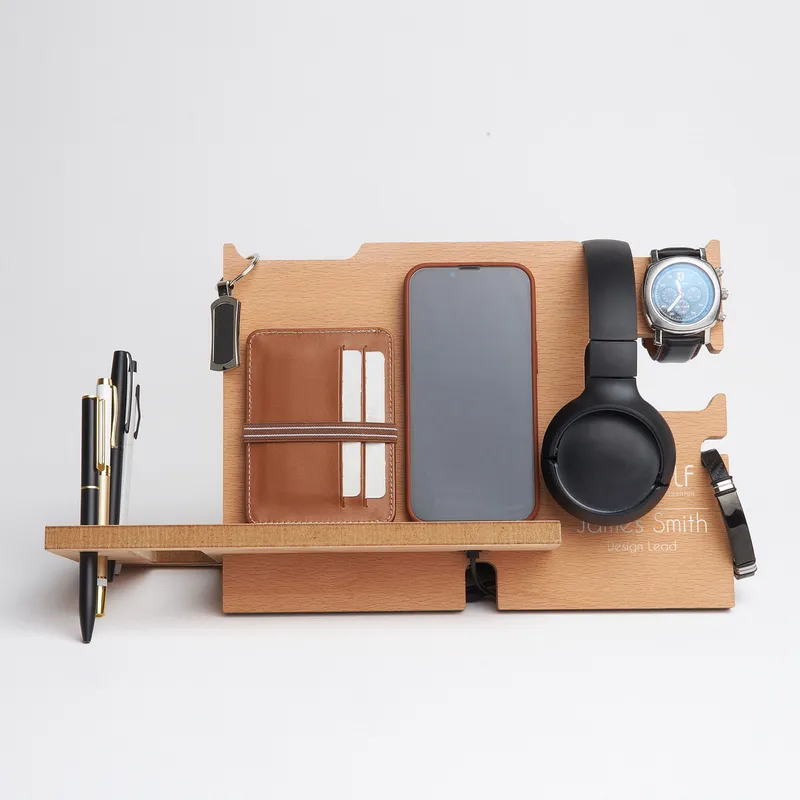 Logo and Name Printed Wooden Desk Organizer