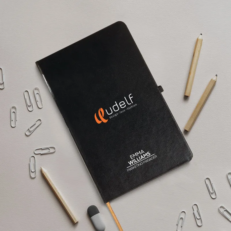 Logo, Name and Title Personalized Black Notebook