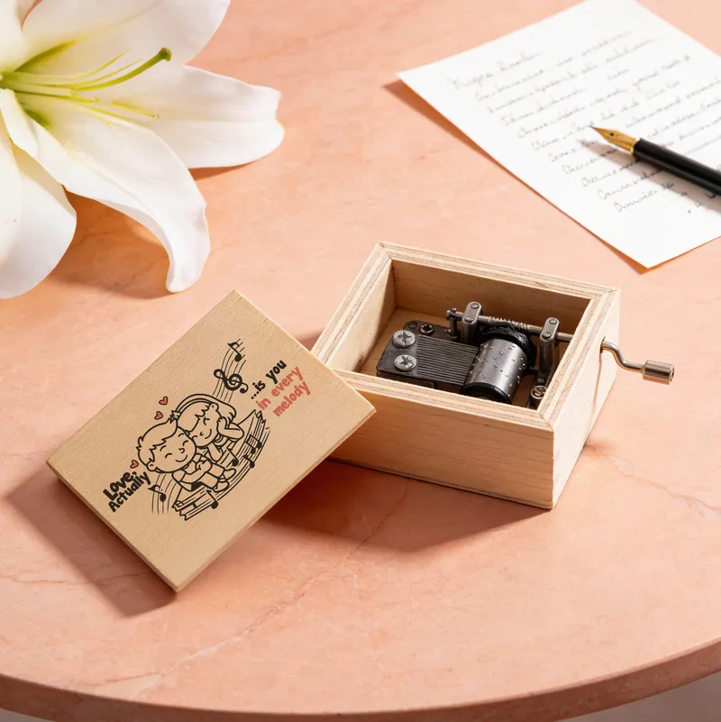Love, Actually Wooden Hand Crank Music Box