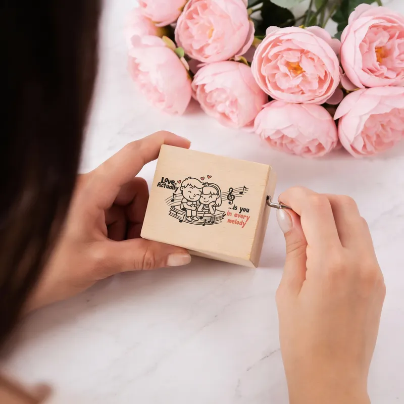 Love, Actually Wooden Hand Crank Music Box
