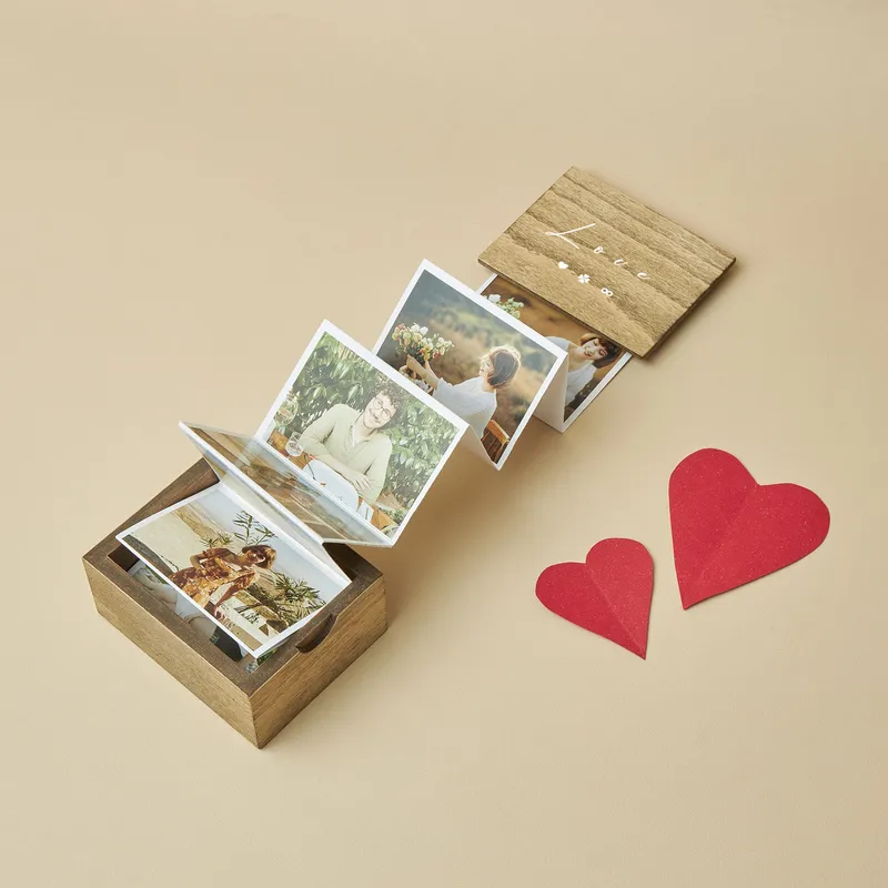 Love Design Covered Photo Storage Box with Photo Prints as Gift for Her