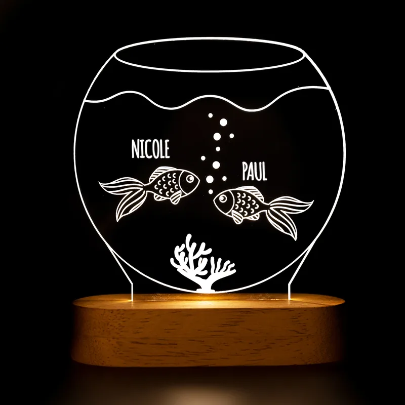 Lover Fish Personalized LED Night Lamp with Names