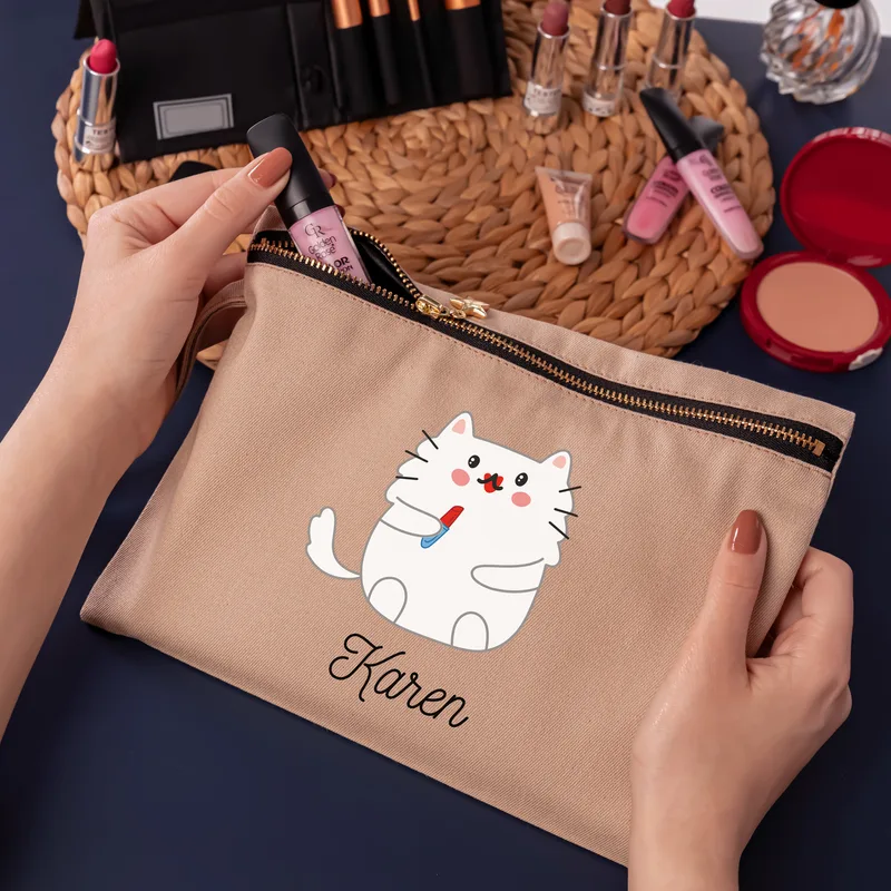 Makeup Cat Canvas Makeup Bag