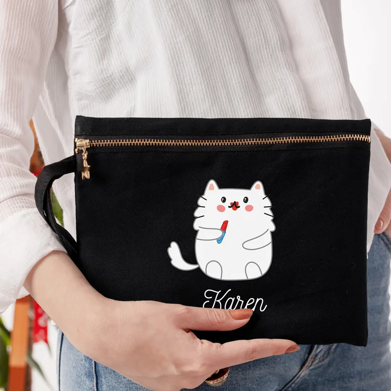 Makeup Cat Canvas Makeup Bag