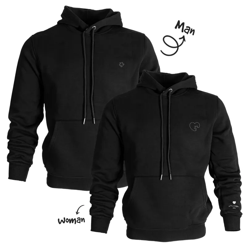 Matching Couple Puzzle Heart Sweatshirts for Partners