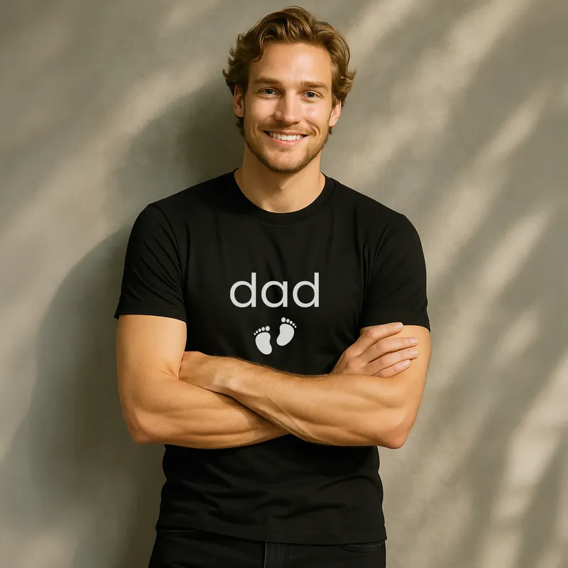 Matching Dad and Baby Footprint T-Shirt and Baby Grow Set