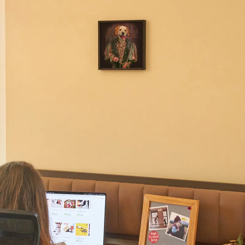 Medieval Portrait Themed Decorative Adhesive Frame for Pets