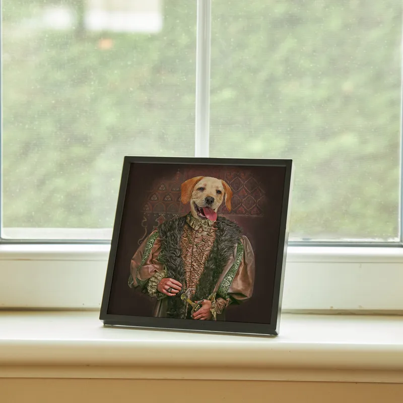 Medieval Portrait Themed Decorative Adhesive Frame for Pets