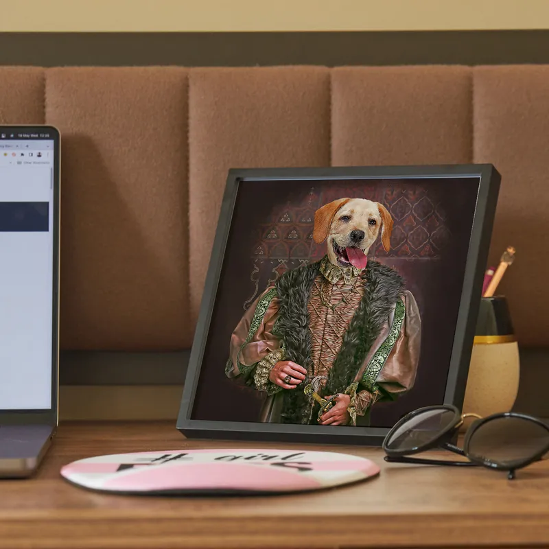 Medieval Portrait Themed Decorative Adhesive Frame for Pets