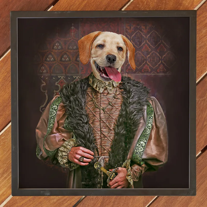 Medieval Portrait Themed Decorative Adhesive Frame for Pets