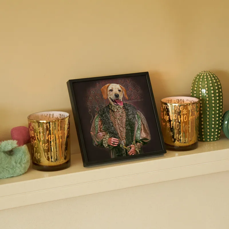 Medieval Portrait Themed Decorative Adhesive Frame for Pets