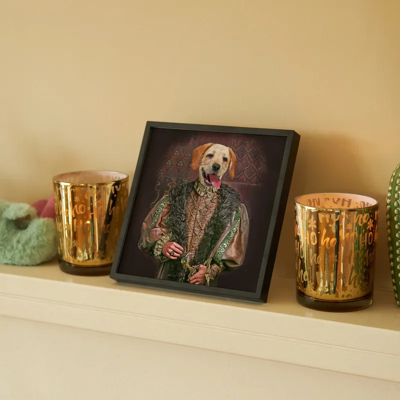 Medieval Portrait Themed Decorative Adhesive Frame for Pets