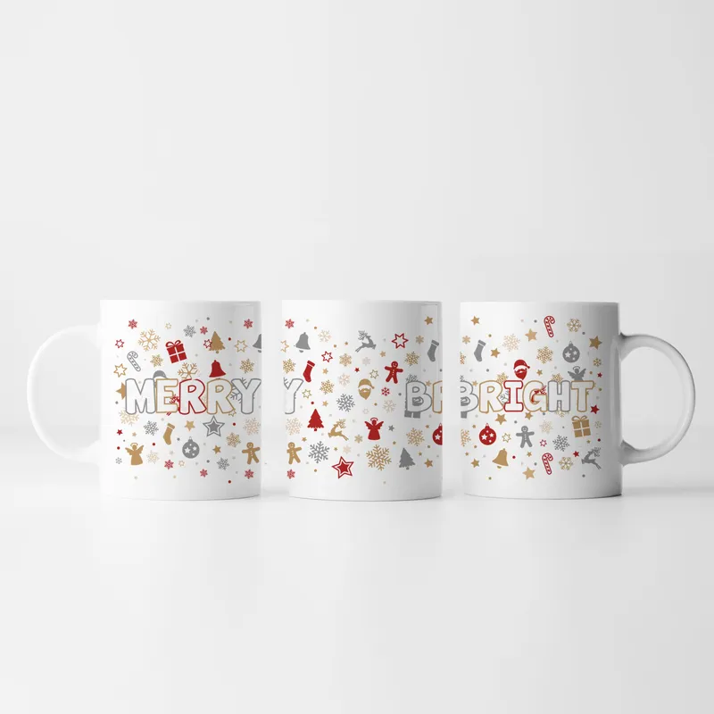 Merry & Bright Printed Christmas Coffee Mug