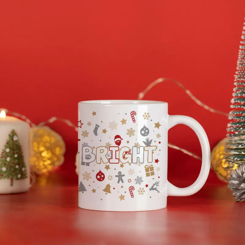 Merry & Bright Printed Christmas Coffee Mug