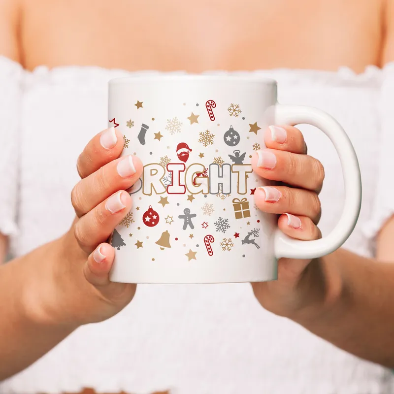 Merry & Bright Printed Christmas Coffee Mug