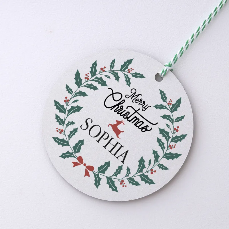 Merry Christmas MDF Tree Ornament with Name