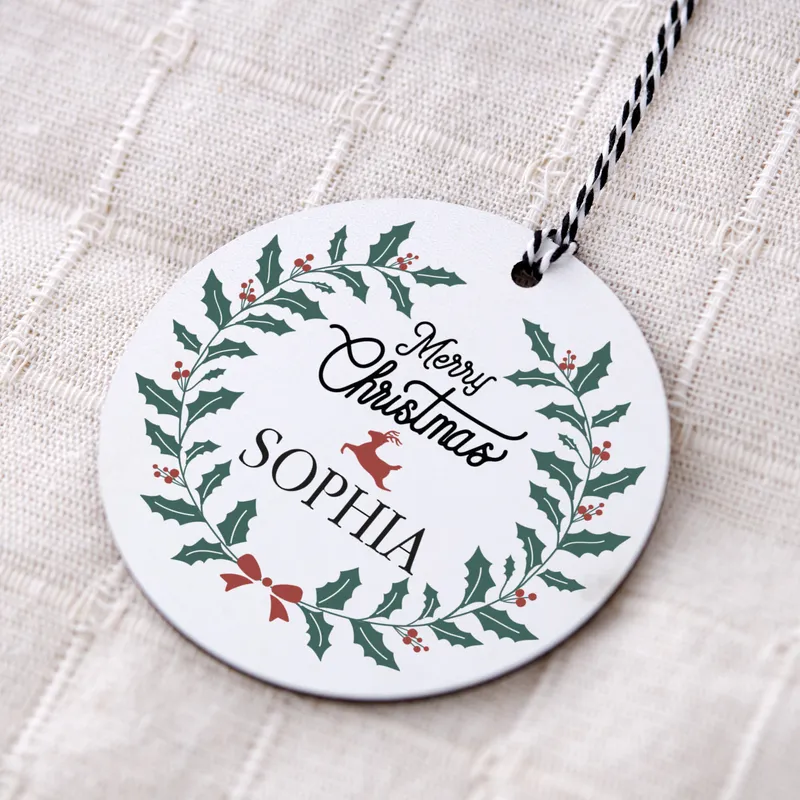 Merry Christmas MDF Tree Ornament with Name