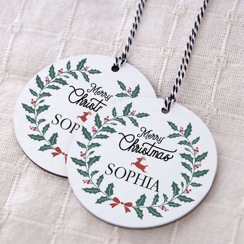 Merry Christmas MDF Tree Ornament with Name