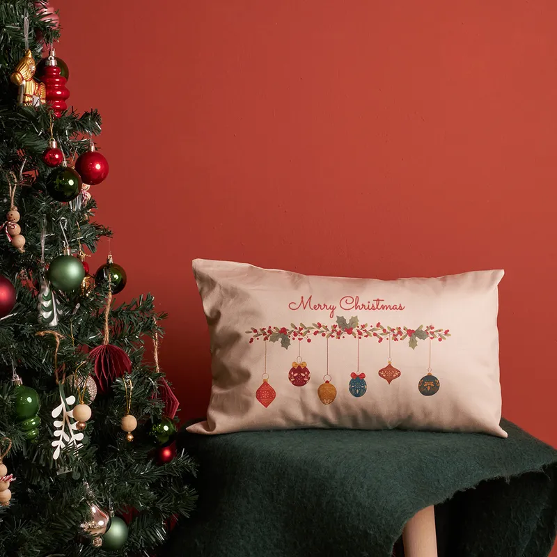 Merry Christmas Message Lumbar Pillow