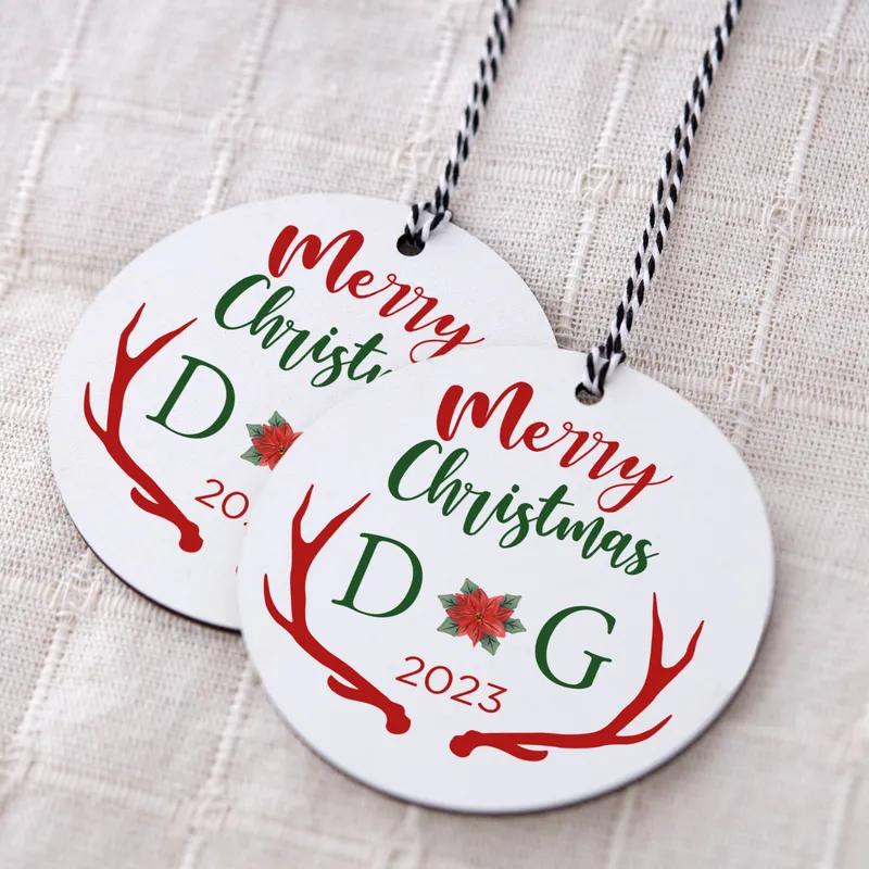 Merry Christmas Personalised MFD Tree Ornament with Initials
