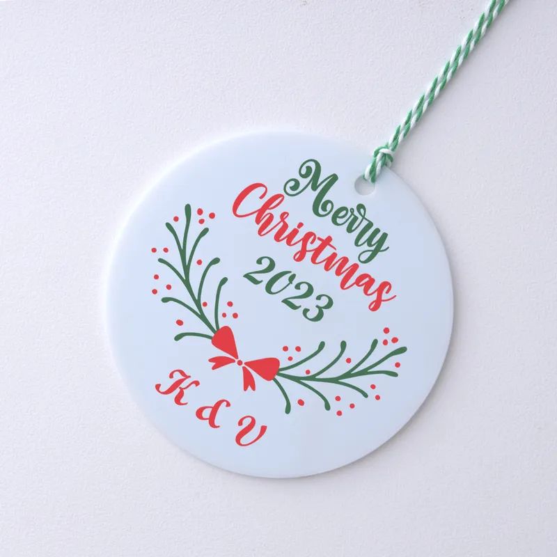 Personalised Merry Christmas 2023 Ornament with Monogram