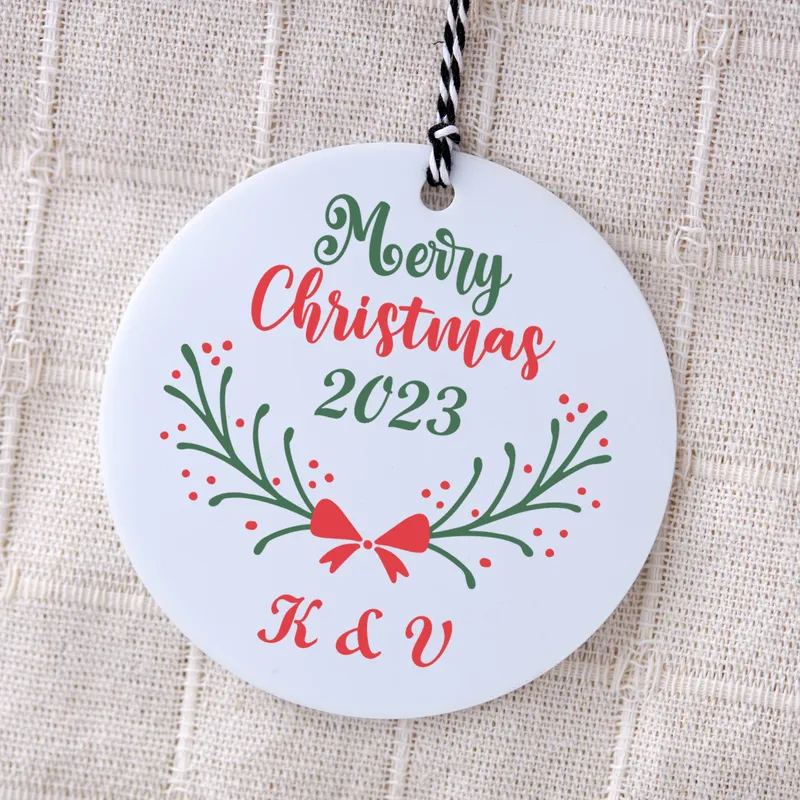 Personalised Merry Christmas 2023 Ornament with Monogram