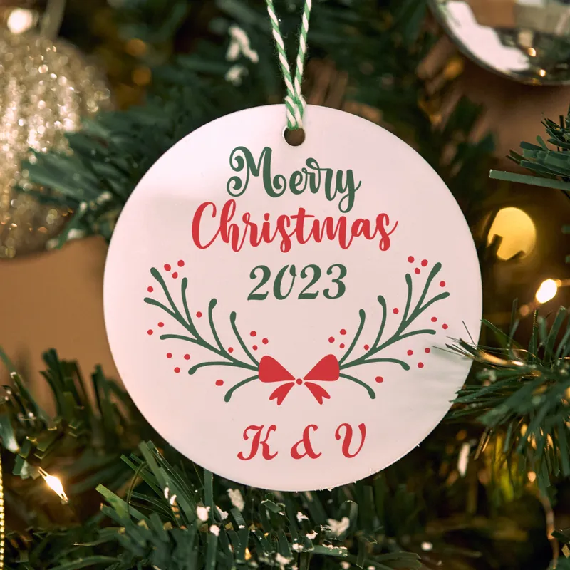 Personalised Merry Christmas 2023 Ornament with Monogram