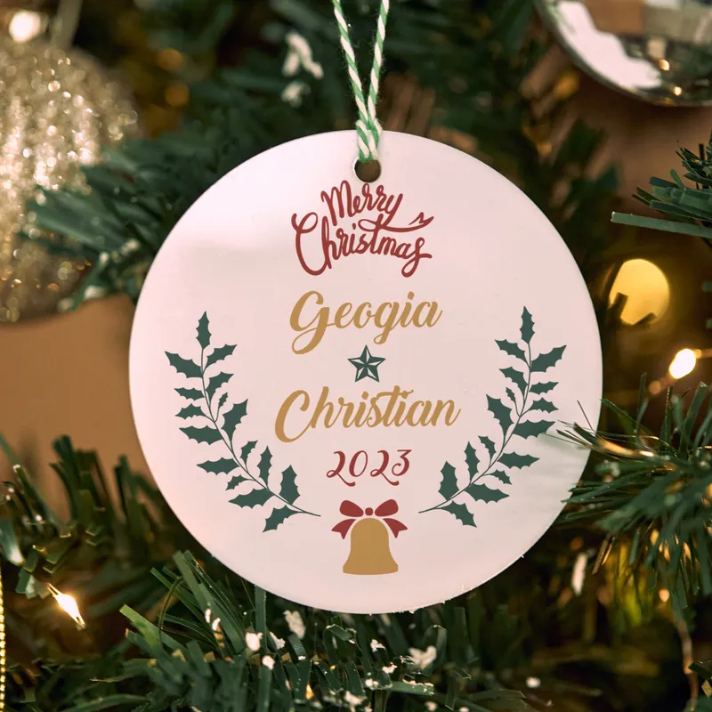 Merry Christmas Personalized Christmas Ornament with Names