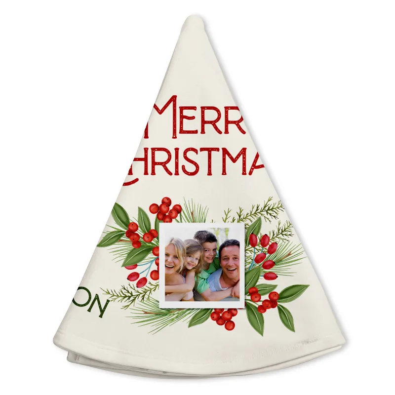 Merry Christmas Personalized Christmas Tree Skirt with Photo