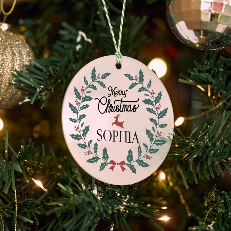 Merry Christmas Personalized Name Christmas Ornament