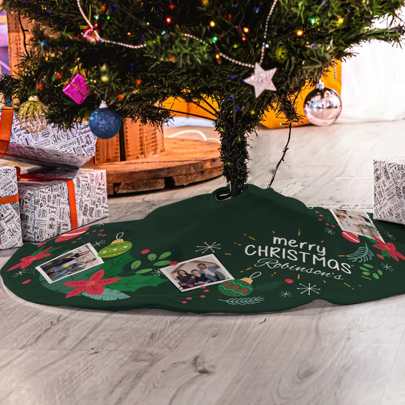 Personalised Photo Christmas Tree Skirt for Festive Decor