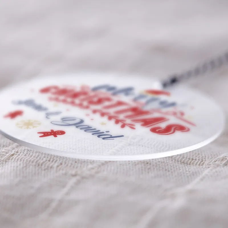 Merry Christmas! Personalized Transparent Ornament with Names