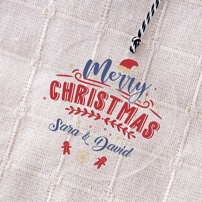 Merry Christmas! Personalized Transparent Ornament with Names