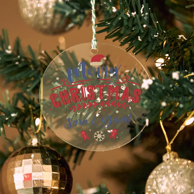 Merry Christmas! Personalized Transparent Ornament with Names