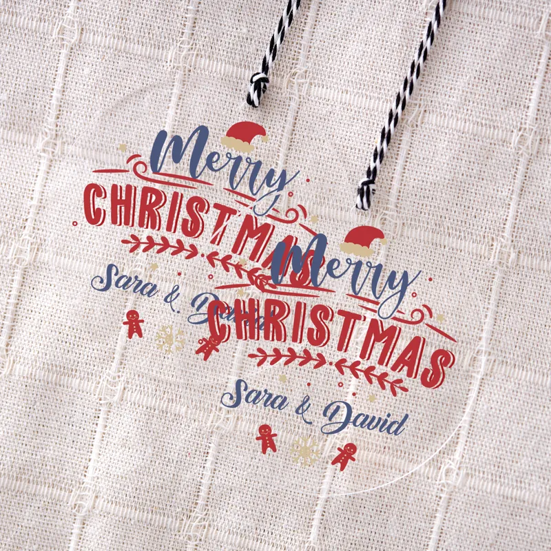 Merry Christmas! Personalized Transparent Ornament with Names