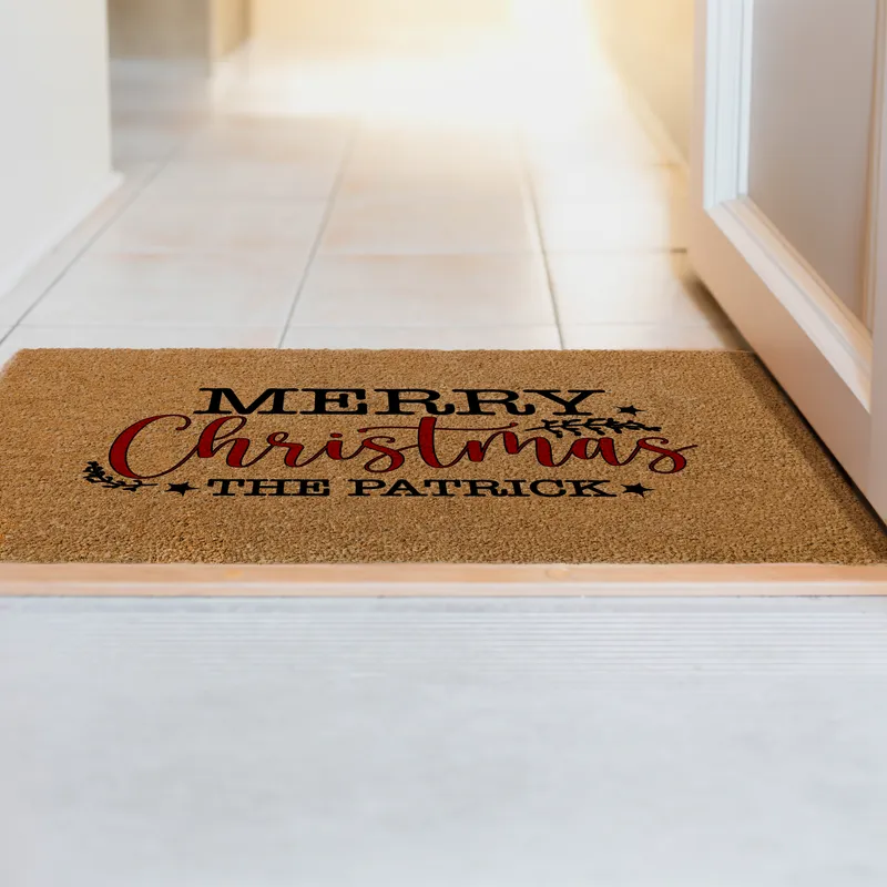 Merry Christmas Personalised Welcome Mat for Home